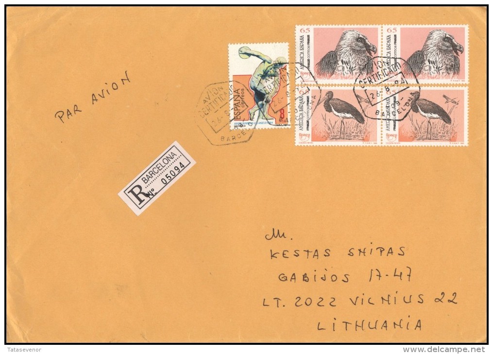 SPAIN Brief Postal History Envelope Air Mail ES 097 Fauna Birds Olympic Games Los Angeles - Covers & Documents