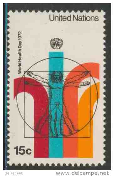 United Nations New York 1972 Mi 244 Sc 228 * MH- “The Proportions Of Man” Drawing By Leonardo Da Vinci -World Health Day - OMS