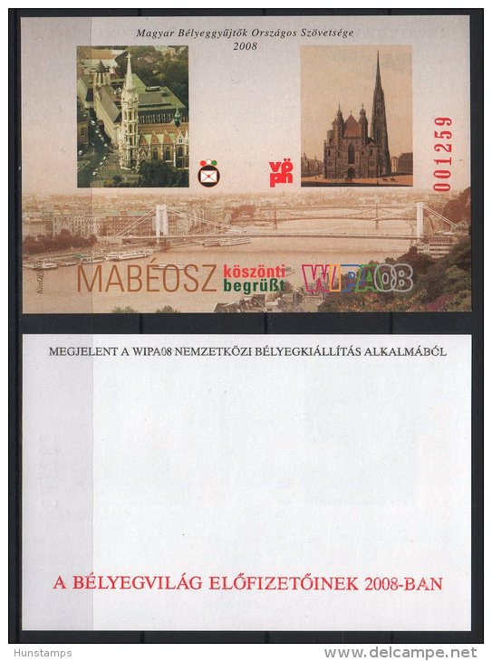 Hungary 2008. WIPA - MABEOSZ Stampday Commemorative Sheet Special Prrint On FDC - Herdenkingsblaadjes