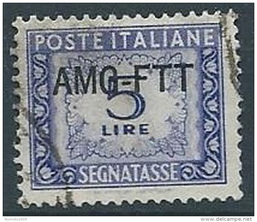 1949-54 TRIESTE A USATO SEGNATASSE 5 LIRE - ED382-3 - Taxe