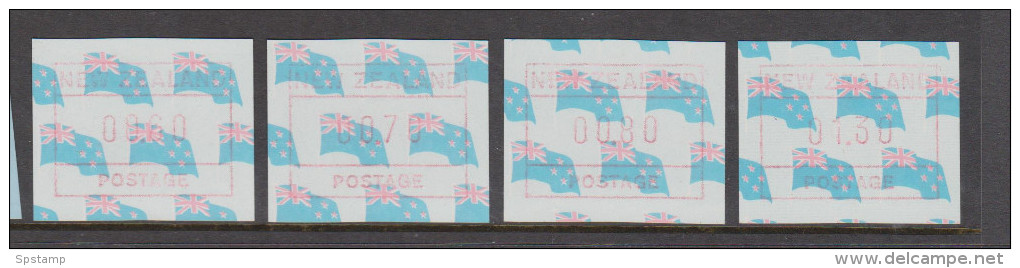 New Zealand 1988 Frama Machine Labels On Flag Background Part Set 4 MNH - Unused Stamps