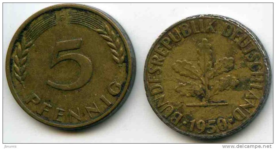 Allemagne Germany 5 Pfennig 1950 F J 382 KM 107 - 5 Pfennig