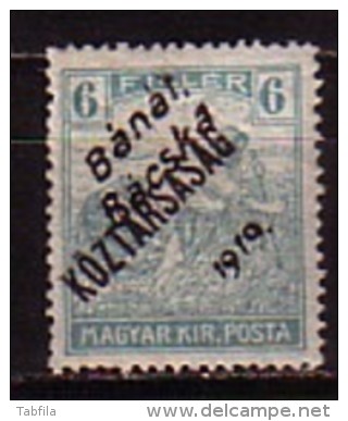 HONGRIE / Banat Bacska - 1919 - Timbres De Hongrie Surcharge - 6fi** Mi. 27 Error Réimpression Décalée - Banat-Bacska