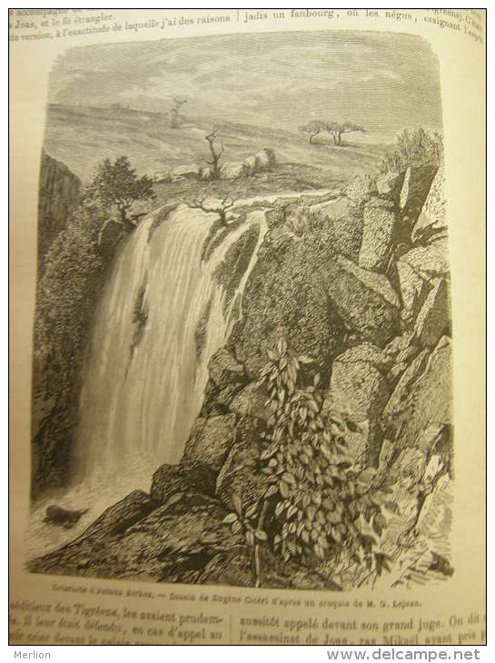 Ethiopia -Abyssinia - Cataracte D'Antona Kirkos -   Engraving  1865  TdM1865.222 - Estampes & Gravures