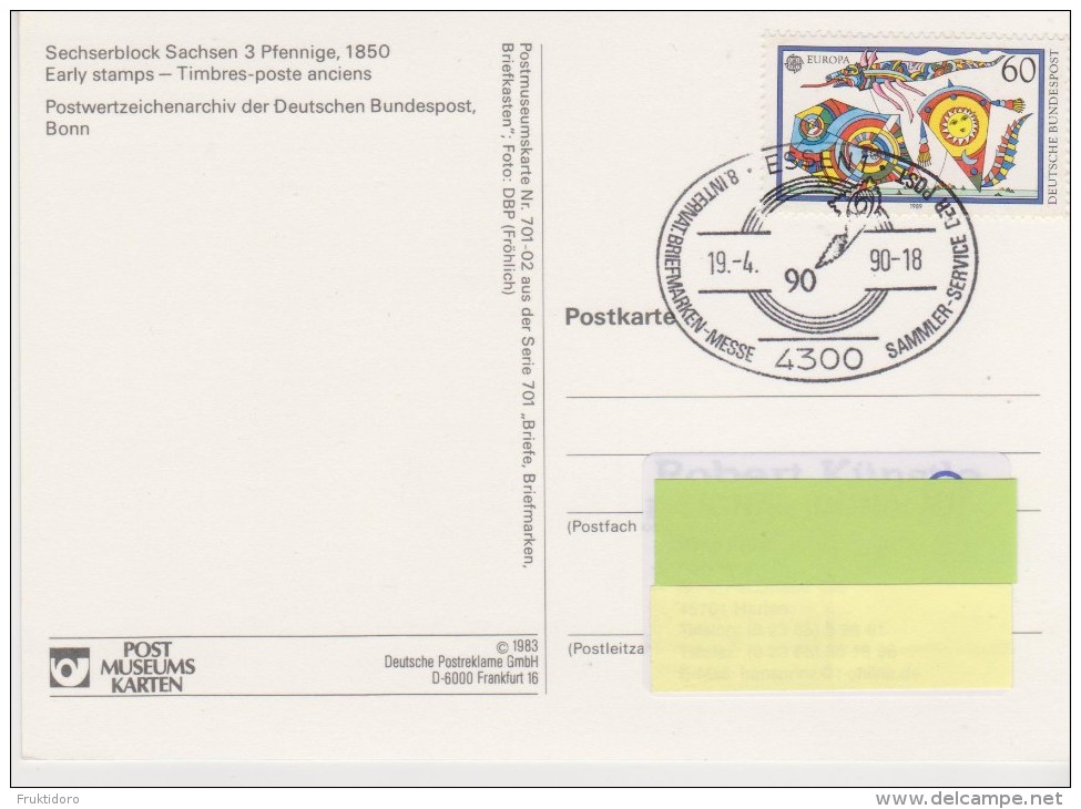 Germany Mi 1417 C.E.P.T.- Toys On Card With Special Cancellation - International Stamps Exhibition Essen - Brieven En Documenten