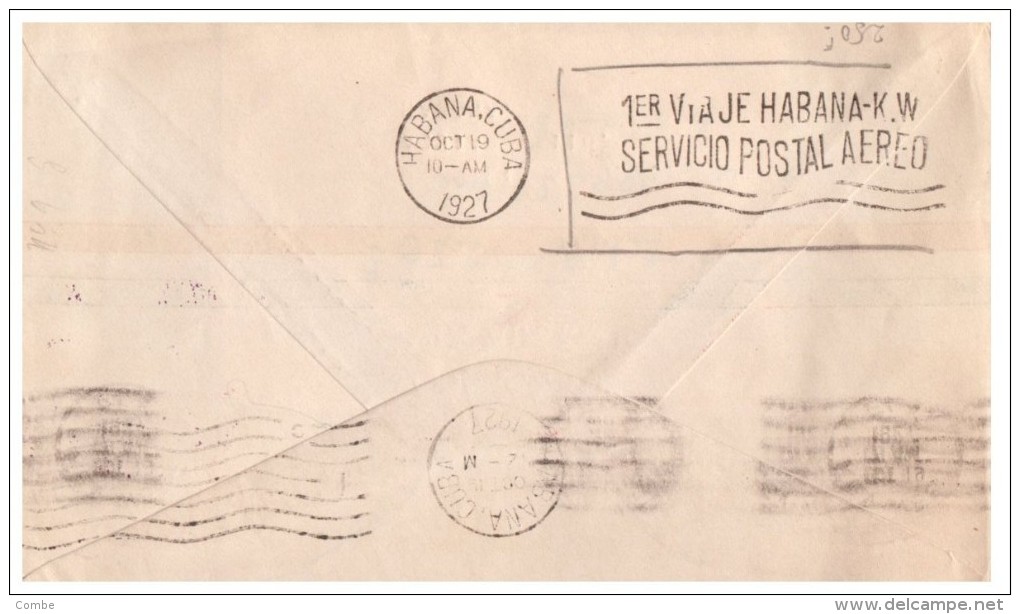 1927, LETTRE USA,  FIRST FLY COVER, KEY-WEST--HAVANA /4551 - Lettres & Documents