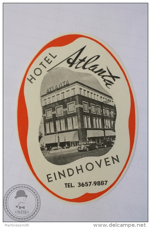 Hotel Atlanta, Eindhoven - Germany - Original Hotel Luggage Label - Sticker - Hotel Labels