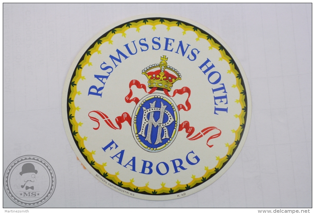 Hotel Rasmussens Hotel, Faaborg - Germany - Original Hotel Luggage Label - Sticker - Hotel Labels