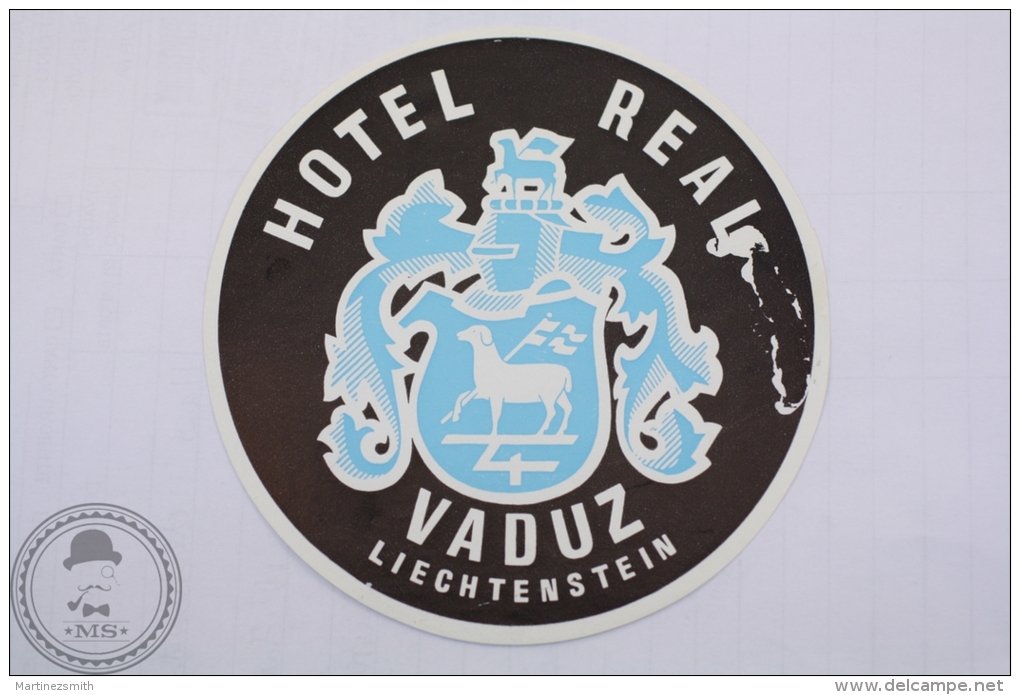 Hotel Real, Vaduz, Liechtenstein - Original Hotel Luggage Label - Sticker - Hotel Labels