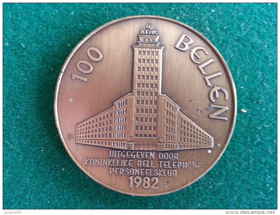 100 Bellen, Koninklijke Bell Telephone Personeelsklub, 1982, 16 Gram (medailles0283) - Autres & Non Classés