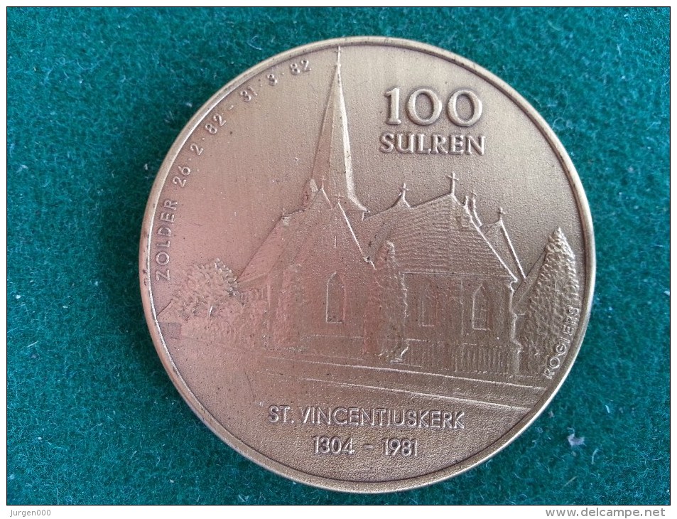 100 Sulren, St. Vincentiuskerk, Zolder, 1982, 16 Gram (medailles0290) - Autres & Non Classés