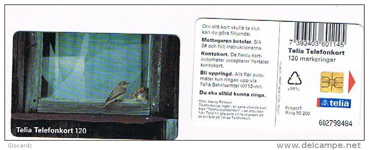 SVEZIA (SWEDEN) - TELIA  (CHIP) - 1996  ANIMALS: BIRDS IN WINDOW                -      USED ° - RIF. 7693 - Pájaros Cantores (Passeri)