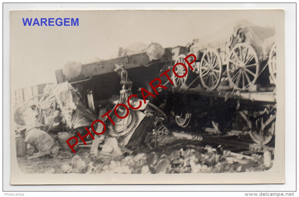 Deraillement-Accident De TRAIN-Chemin De Fer-WAREGEM-3x Cartes Photos Allemandes-Guerre 14-18-1WK-Militaria-BELGIEN- - Waregem