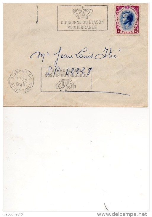 Monte Carlo Monaco Double Flamme Du 25/7/1955 - Lettres & Documents