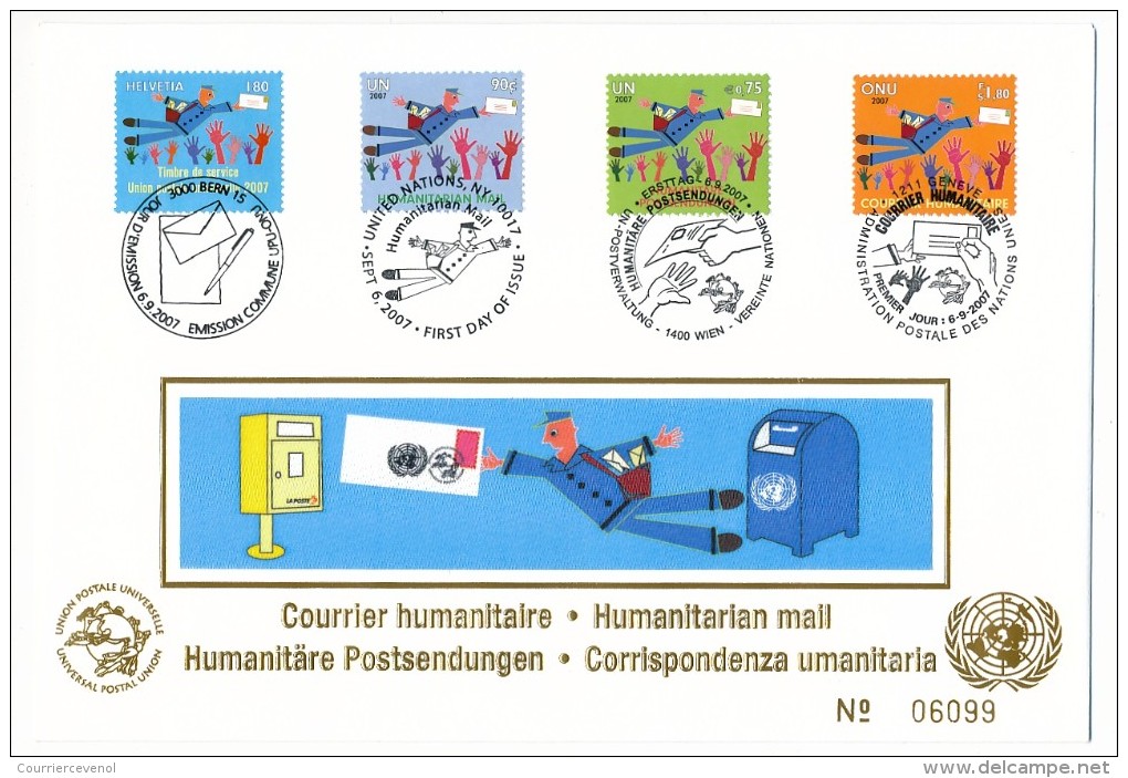 Emission Commune - Nations Unies - Suisse - Courrier Humanitaire - 2007 - FDC Numérotée - Emisiones Comunes New York/Ginebra/Vienna