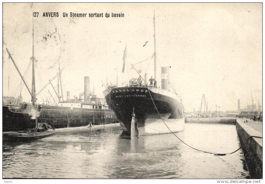 BELGIQUE - ANVERS - ANTWERPEN - Un Steamer Sortant Du Bassin (n°127). - Antwerpen