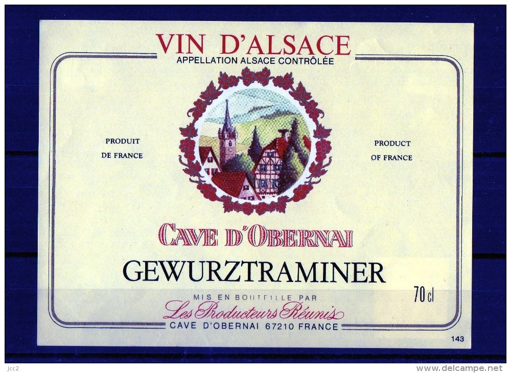 GEWURTZTRAMINER - (Etiquette Collée Sur Page Expo) Cave D´Obernay - Gewurztraminer