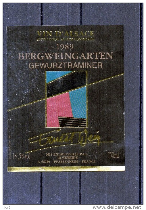 GEWURTZTRAMINER - (Etiquette Collée Sur Page Expo)  Ernest Wein 1989 - Gewurztraminer