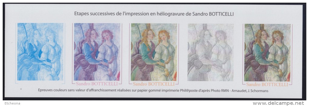 = Sandro Botticelli, Etapes Successives De L'impression Héliogravure De "Vénus Et Les Grâces" 3301 Bloc Gommé Neuf - Other & Unclassified