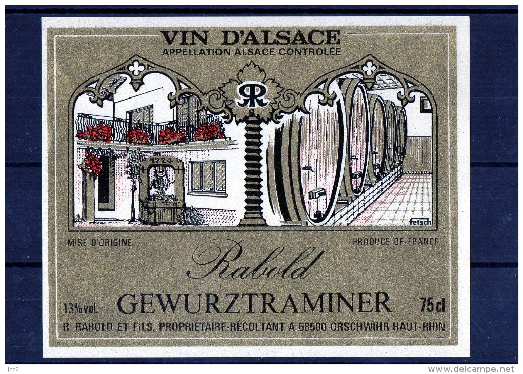 GEWURTZTRAMINER - (Etiquette Collée Sur Page Expo)  Rabold - Gewurztraminer