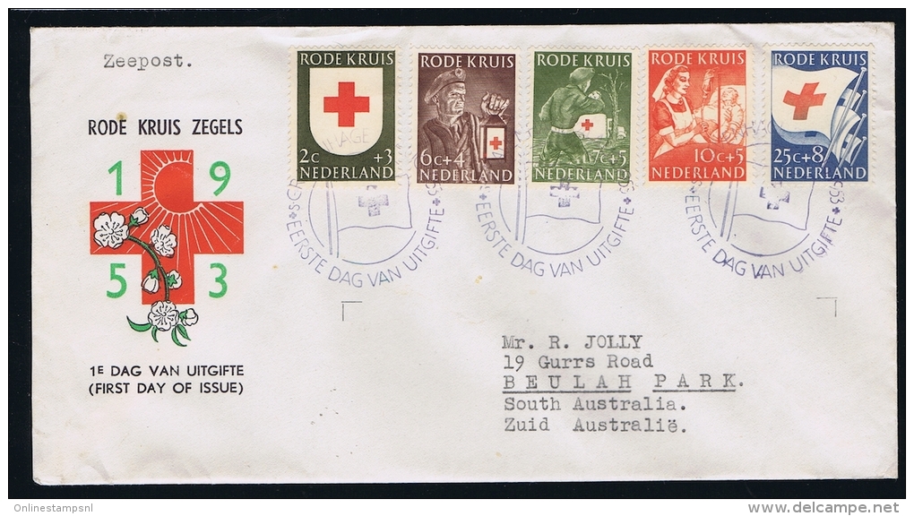 Netherlands  FDC E14 1953 Red Cross, Closed Flap - FDC