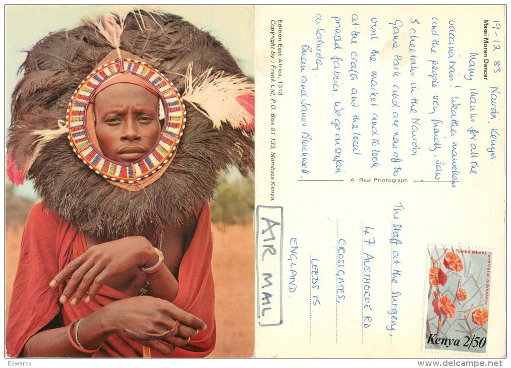 Masai Moran Dancer, Kenya Postcard Posted 1983 Stamp - Kenya