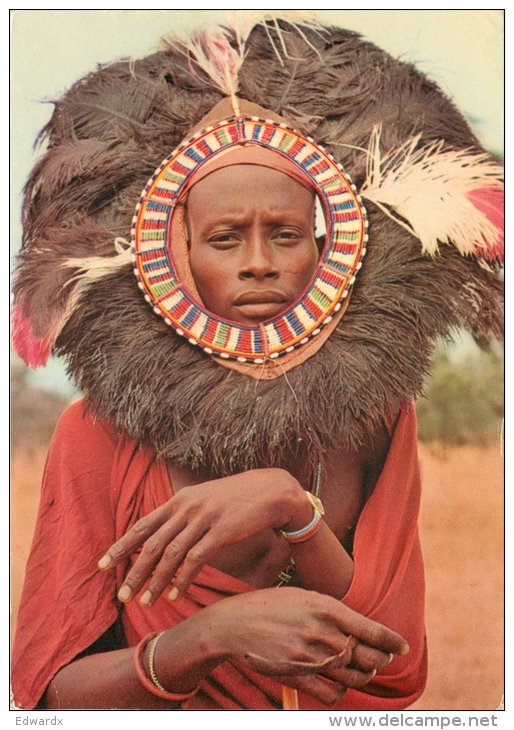 Masai Moran Dancer, Kenya Postcard Posted 1983 Stamp - Kenya