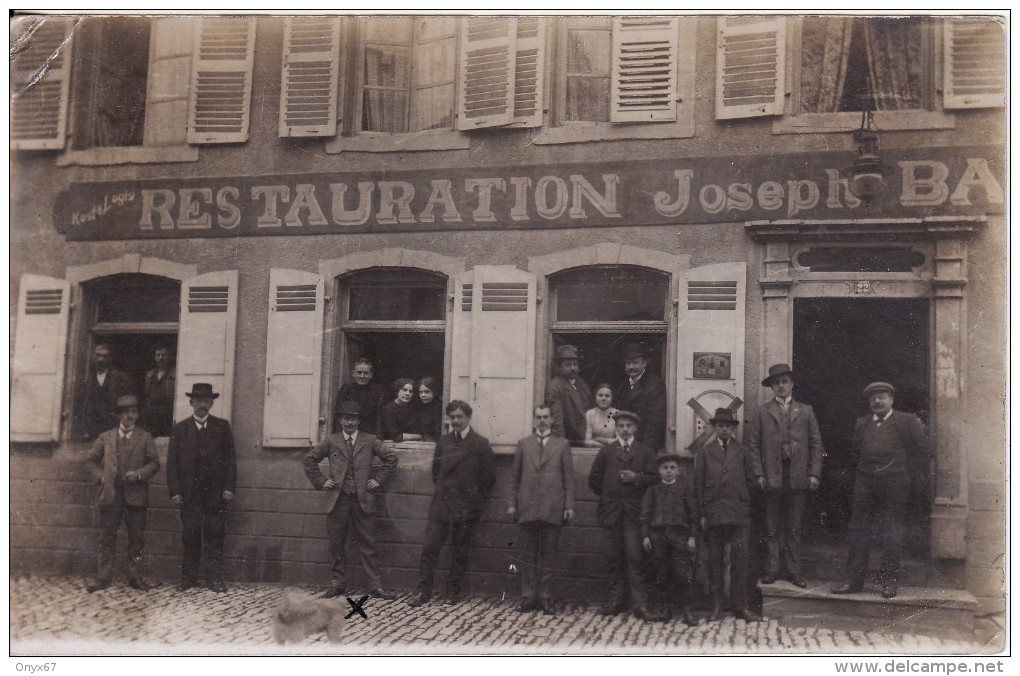 Carte Postale Photo SARRALBE-SAARALBEN (Moselle)  Restauration Joseph BA......?  N° 22-COMMERCE-Café-Restaurant - - Sarralbe