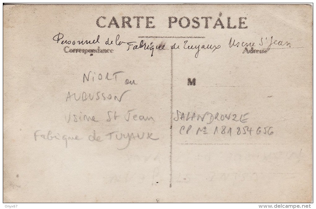 Carte Postale Photo Personnel FABRIQUE Tuyaux USINE Saint-Jean-AUBUSSON-NIORT-SAINT-OUEN-SALANDROUZE-RIVE DE-GIER ?? - Industrial