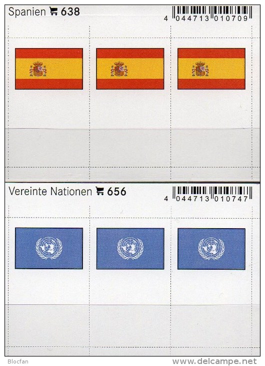 In Farbe 2x3 Flaggen-Sticker UNO+Spanien 7€ Kennzeichnung Von Alben Buch Sammlungen LINDNER 638+656 Flags Of Espana ONU - Santé Et Beauté
