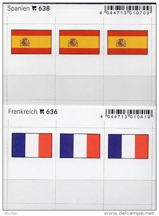 In Farbe 2x3 Flaggen-Sticker Frankreich+Spanien 7€ Kennzeichnung Alben Buch Sammlungen LINDNER 638+636 Flag Of Espana RF - Verzamelingen