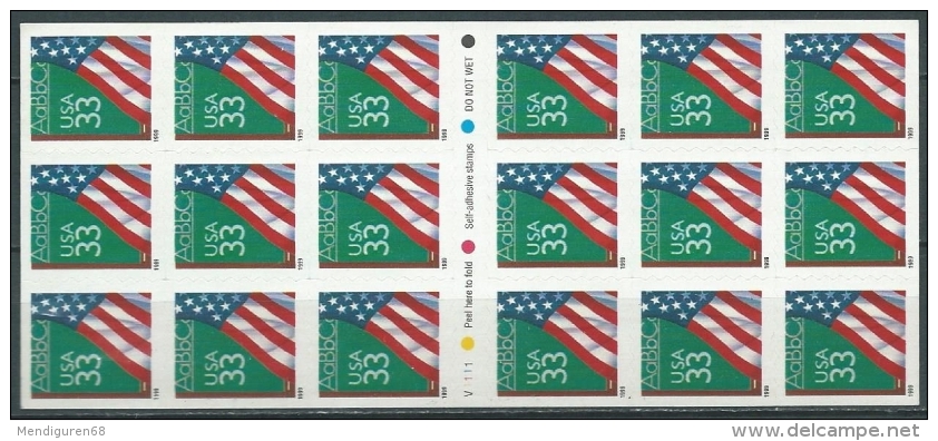 USA 1999 Flag Over Chalkboard A-h Die Cut 7.9 On 2, 3 Or 4 Sides Booklet Of 18 X 33¢ MNH  SC 3283a YV 2857a MI 3091B SG - Sheets