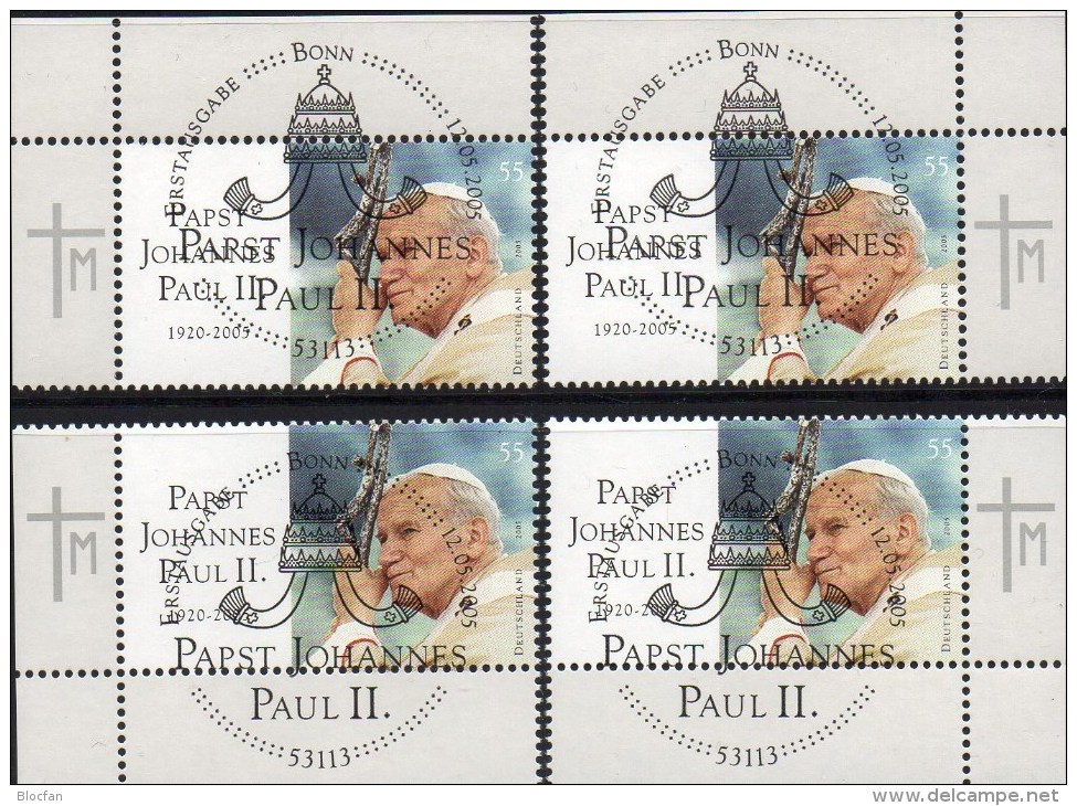 Papst J. Paul II. Todestag 2005 Deutschland 2460 Als 4xER O 8€ Porträt Papstes Pawel Polska Vaticano Stamps Of GERMANY - Altri & Non Classificati