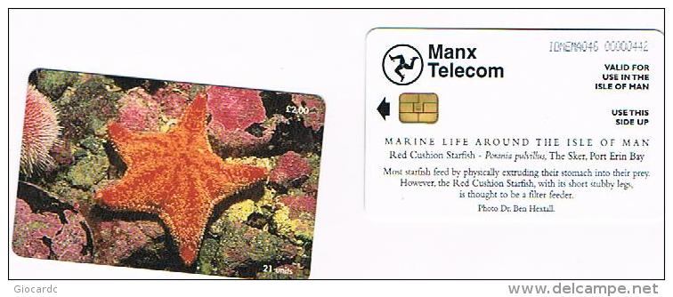 ISLE OF MAN - MANX TELECOM CHIP -MARINE LIFE: RED CUSHION STARFISH (PORANIA PULVILLUS) - (USED) CODE IOM46 - RIF. 7784 - Altri & Non Classificati