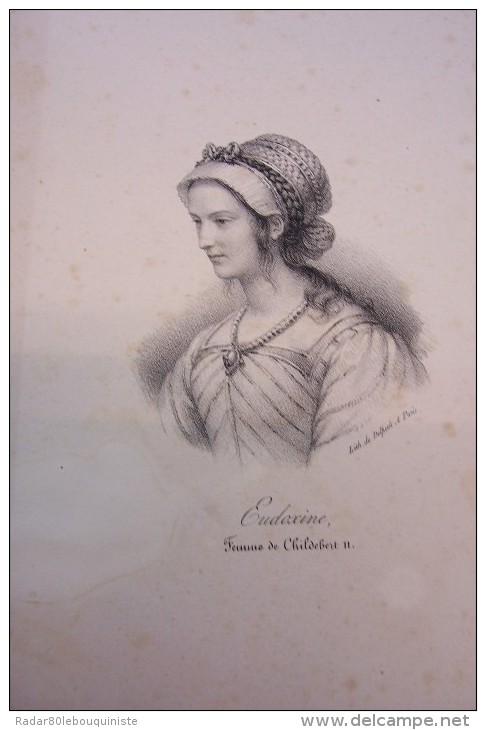 184 portraits historiques.de CLODION à henri DUC D'ORLEANS.litho.de DELPECH à PARIS.25 cm X 17 cm.