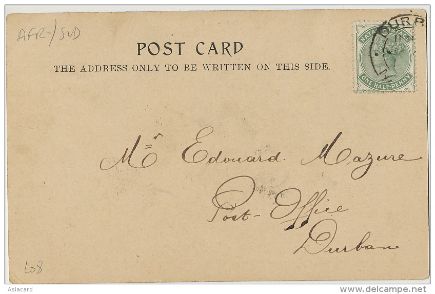 Durban The Point Postally Used Stamped 1900 Natal Postage One Half Penny - Afrique Du Sud