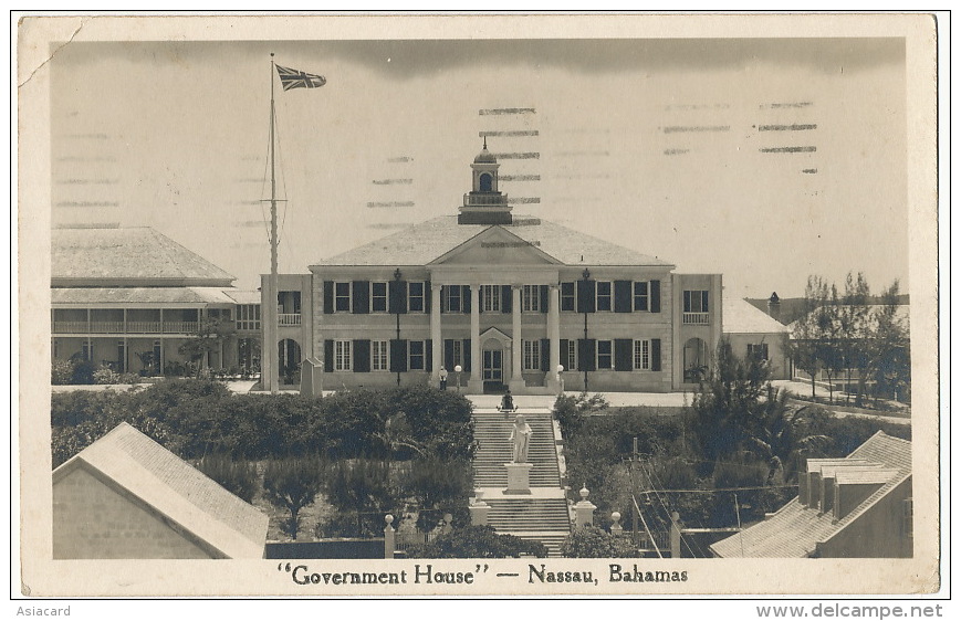 Government House 2 Cards One P. Used Nassau 1935 To Cureyras Rachaut Par Vic Le Comte - Bahamas