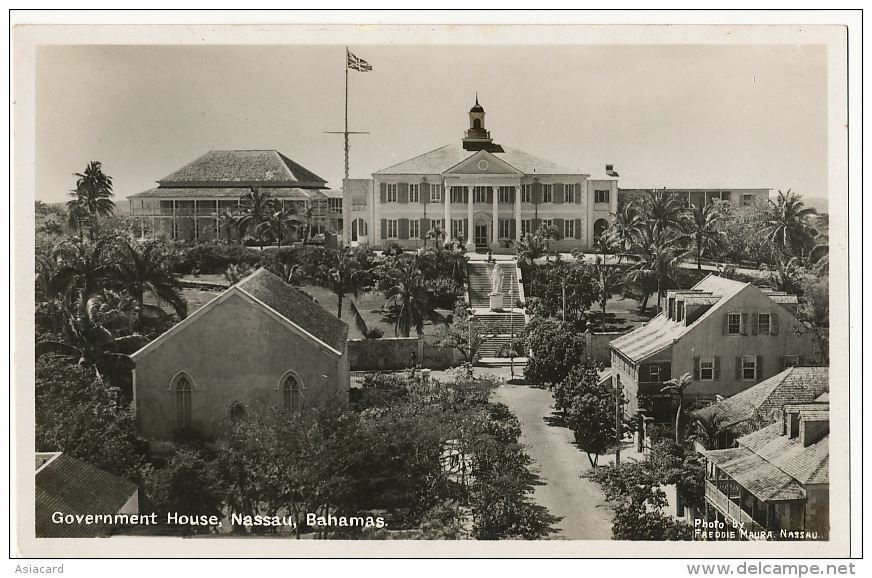 Government House 2 Cards One P. Used Nassau 1935 To Cureyras Rachaut Par Vic Le Comte - Bahamas