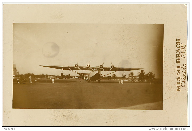 Real Photo Hydravion Miami Beach Florida 1938 Hydroplane - Miami Beach