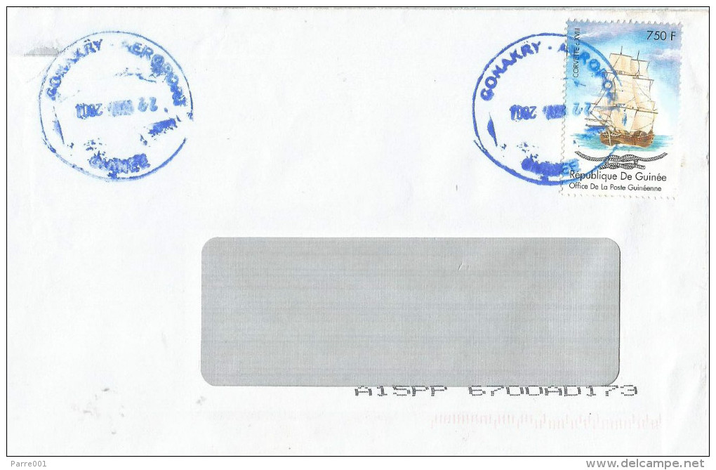 Guinea Guinee 2001 Conkarry Aeroport Corvette Sailing Ship Cover - Guinea (1958-...)