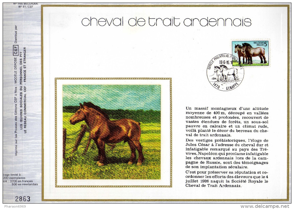 Feuillet Tirage Limité CEF 165 41 1810 Cheval De Trait Ardennais - 1971-1980