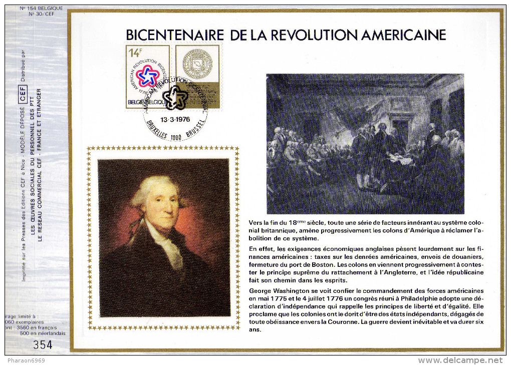 Feuillet Tirage Limité CEF 154 30 1797 Bicentenaire De La Révolution Américaine - 1971-1980