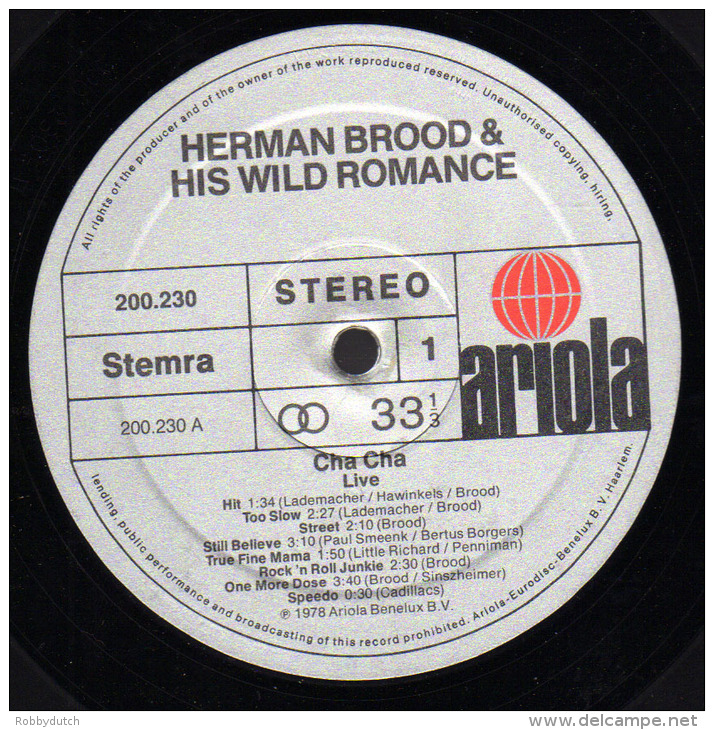 * LP *  HERMAN BROOD - CHA CHA (Holland 1978 EX-!!!) - Rock