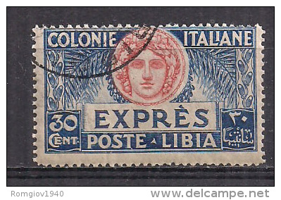 COLONIE ITALIANE LIBIA 1921 ESPRESSI ITALIA TURRITA SASS. 3 USATO VF - Libia