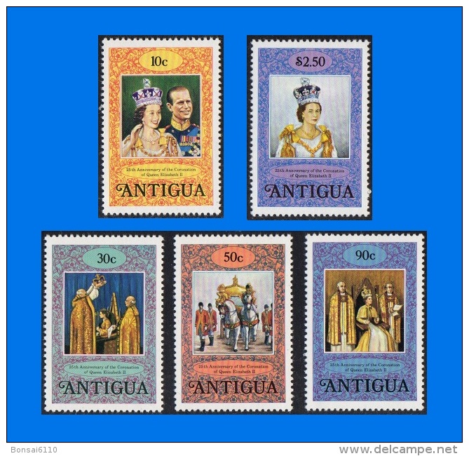 AG 1978-0001, 25th Anniversary Of Coronation, Set (5V) MNH - 1960-1981 Ministerial Government