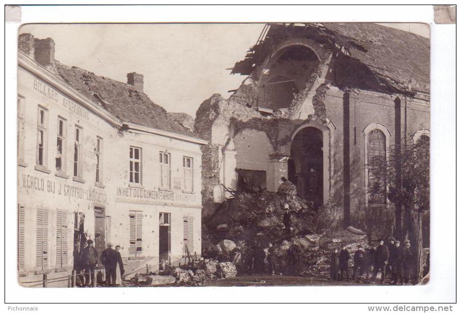 EVERGEM Belgique Carte Photo Destruction Guerre Eglise Estaminet - Evergem