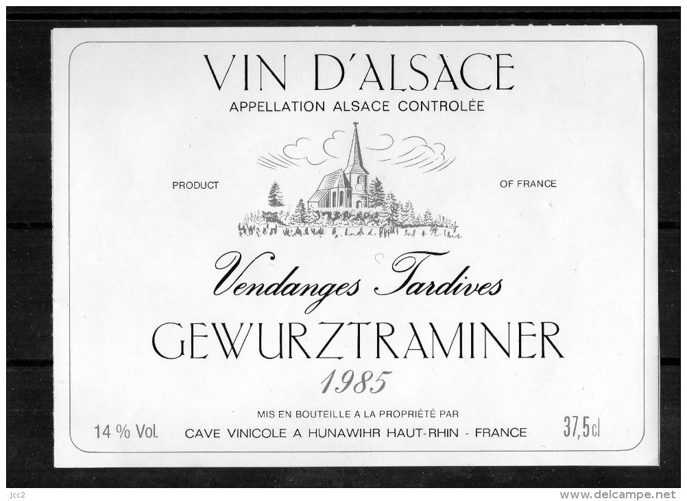 GEWURZTRAMINER - Vendanges Tardives  1985 (Etiquette Collée Sur Feuille D´expo) - Gewurztraminer