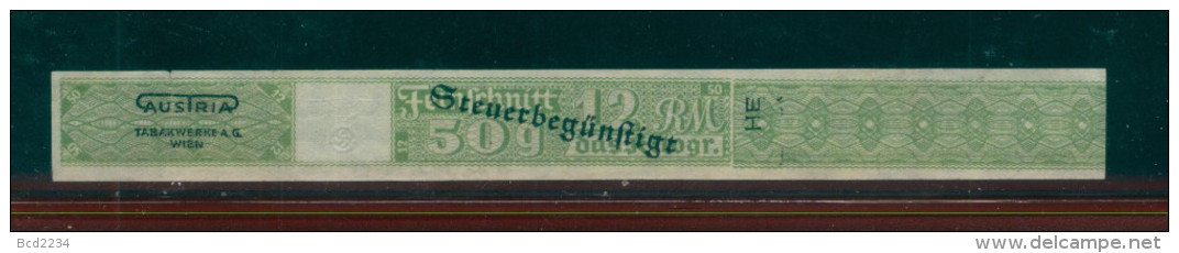 GERMANY 3RD (THIRD) REICH CIGARETTE BAND REVENUE FEINSCHNITT OPT 50G 12RM OPT DAS KILOGR GREEN AUSTRIA TABAKWERKE AG - Andere & Zonder Classificatie