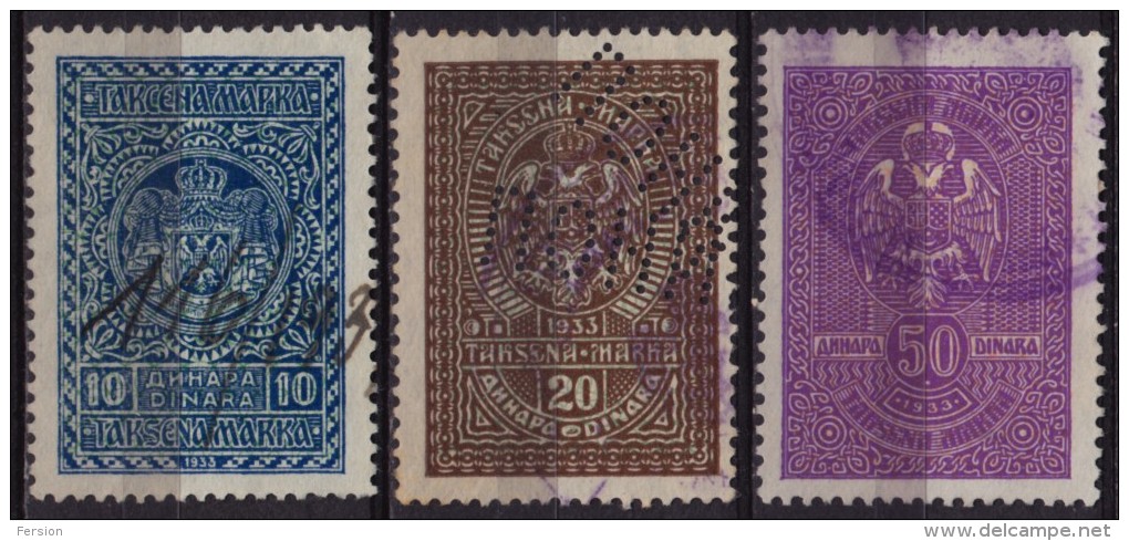 Yugoslavia 1933 - REVENUE / TAX Stamp - LOT - Used - Service