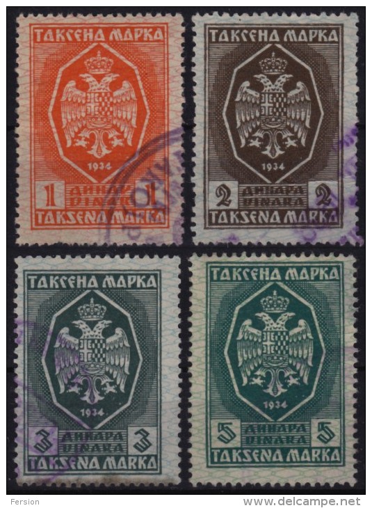 Yugoslavia 1934 - REVENUE / TAX Stamp - LOT - Used - Dienstzegels